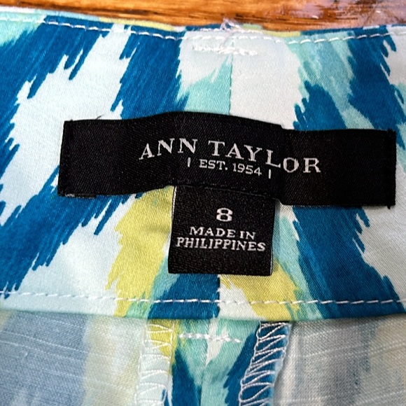 Ann Taylor blue/yellow ankle pants. Size 8.  Excellent condition. - Picture 3 of 13